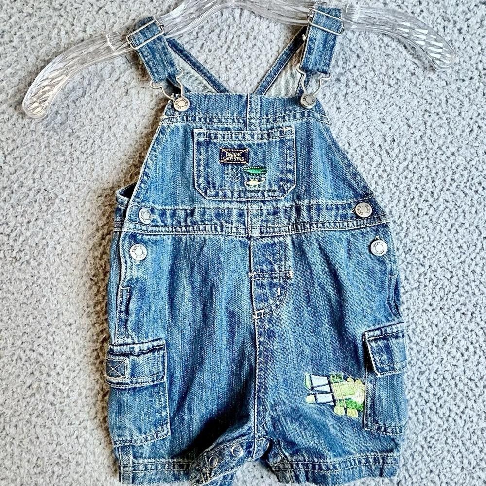Vtg Y2K Carter's Baby 12 Months Embroidered Bear Overall Denim 100% Cotton
